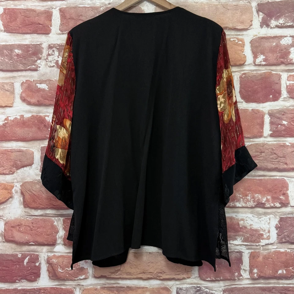 VTG Spencer Alexis Kimono Top Womens 3X Multicolor Mixed Media Boho Floral Shrug - Image 4 of 4