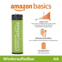 Amazon Basics 4Er-Pack Aa Nimh Akkus 2000Mah 1.2V Bis 1000X Aufladbar Vorgeladen