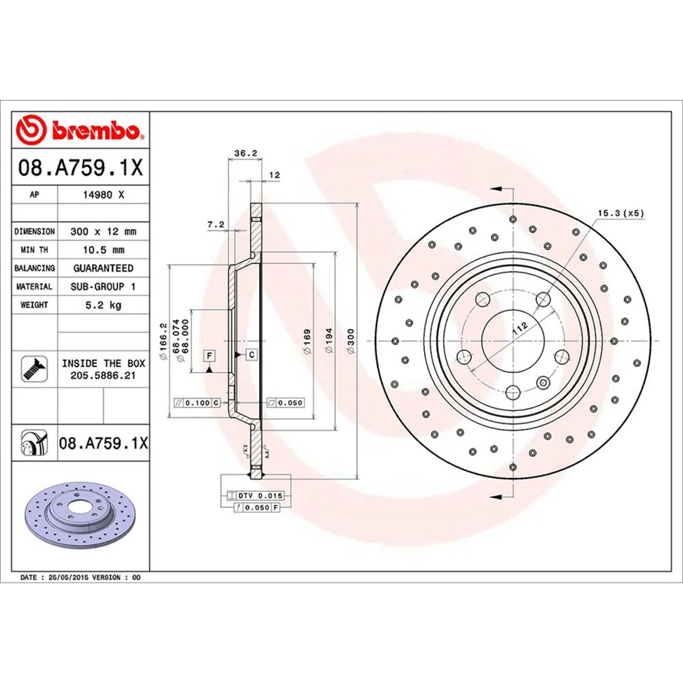 Brembo Front and Rear Disc Brake Rotors Ceramic Brake Pads for 2004 BMW 330Ci - Imagem 2 de 4