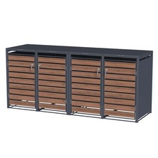 SCHARTEC Mülltonnenbox 4er Metall Holz 240l Mülltonnenhaus Mülltonnenverkleidung