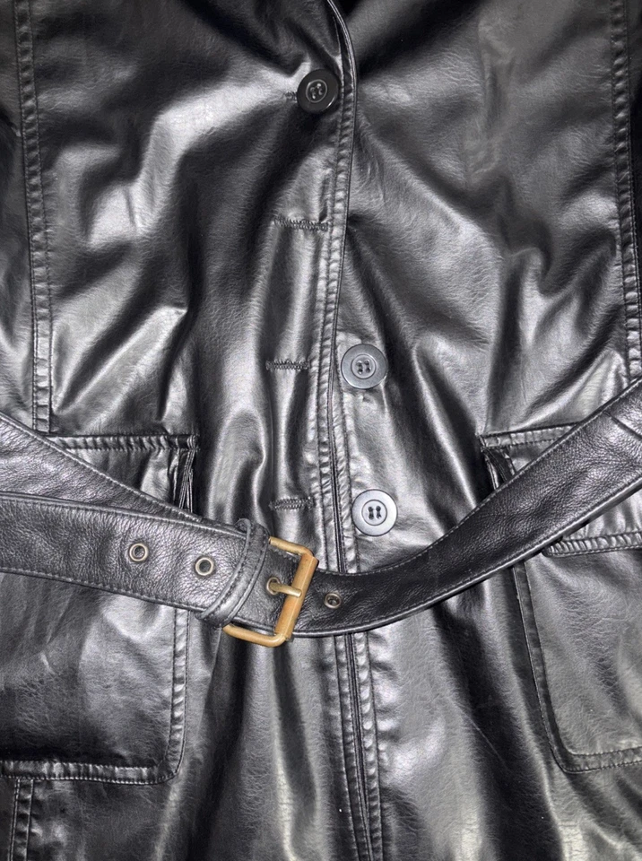 VTG Outer Edge Faux Leather Black Jacket Women’s Size L Button Closure - Image 2 of 4