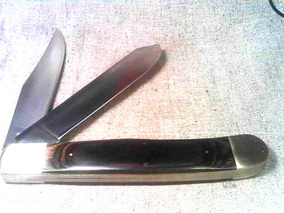 JUMBO DISPLAY KING TRAPPER KNIFE 8'' Dark Brown Hardwood Handles 2-German Blades
