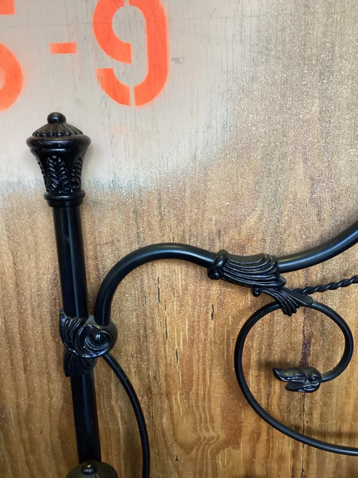Black wrought iron head board and footboard for full size bed. 62” x 60.5” - Image 4 of 4