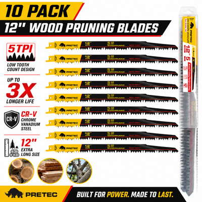 12'' Wood Pruning Reciprocating Saw Blades 5TPI CRV Tree Branch Cutting Garden