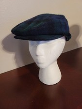 Vintage Plaid Wool Newsboy Cap Green/black Size Medium Made In USA ๐บ๐ธ