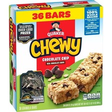 Quaker Chewy Granola Bars, Chocolate Chip Flavor, 0.84 oz, 36 Count FRESH