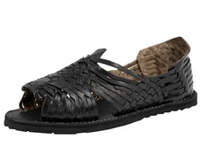 Mens Black Sandals Mexican Huaraches Authentic Leather Handmade Slip On Open Toe