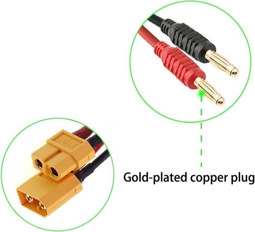 RC XT90 Male to 4mm Banana Connector Plug charger lead cable 12AWG Wire - Picture 5 of 7
