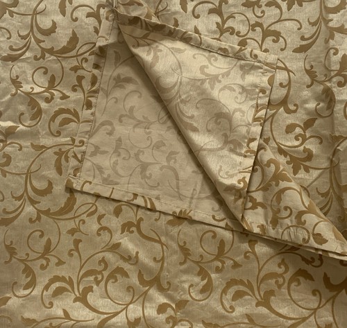 Raised Velvet Feel Flock Foliage Vine scroll drape Curtain Panel home decor Gold - Picture 4 of 5