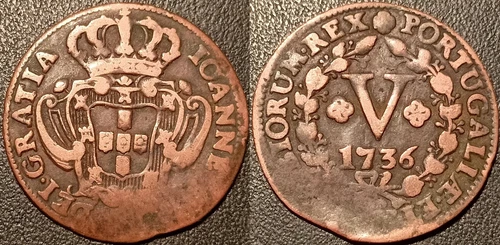 Portugal - Jean V - V Reis 1736 ! KM#216