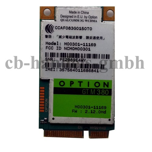 OPTION 3G HSDPA PCIe HSUPA HSDPA 3G UMTS EDGE GTM380 QUALCOMM CARD KARTE - Afbeelding 1 van 1