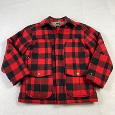 Timberland Sherpa Lined Jacket Women's Medium Red Buffalo Plaid Wool Blend Lined