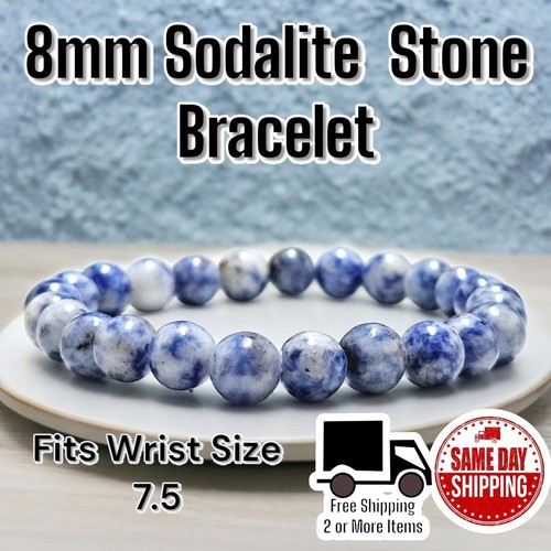 Sodalite 8mm A++ 7.5” Crystal Healing Beaded Bracelet