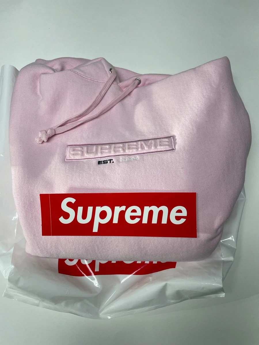 Supreme Embossed Logo Hooded Sweatshirt Pink SS18 Size Medium - 100% Authentic