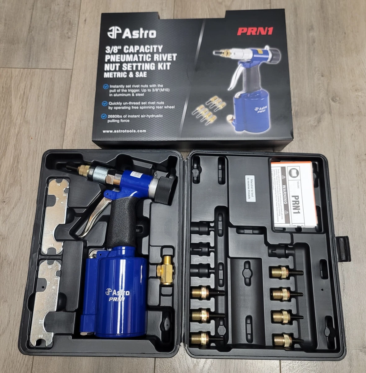 Astro Pneumatic Air Hydraulic Nut Thread Rivet Gun Kit Nut Sert up