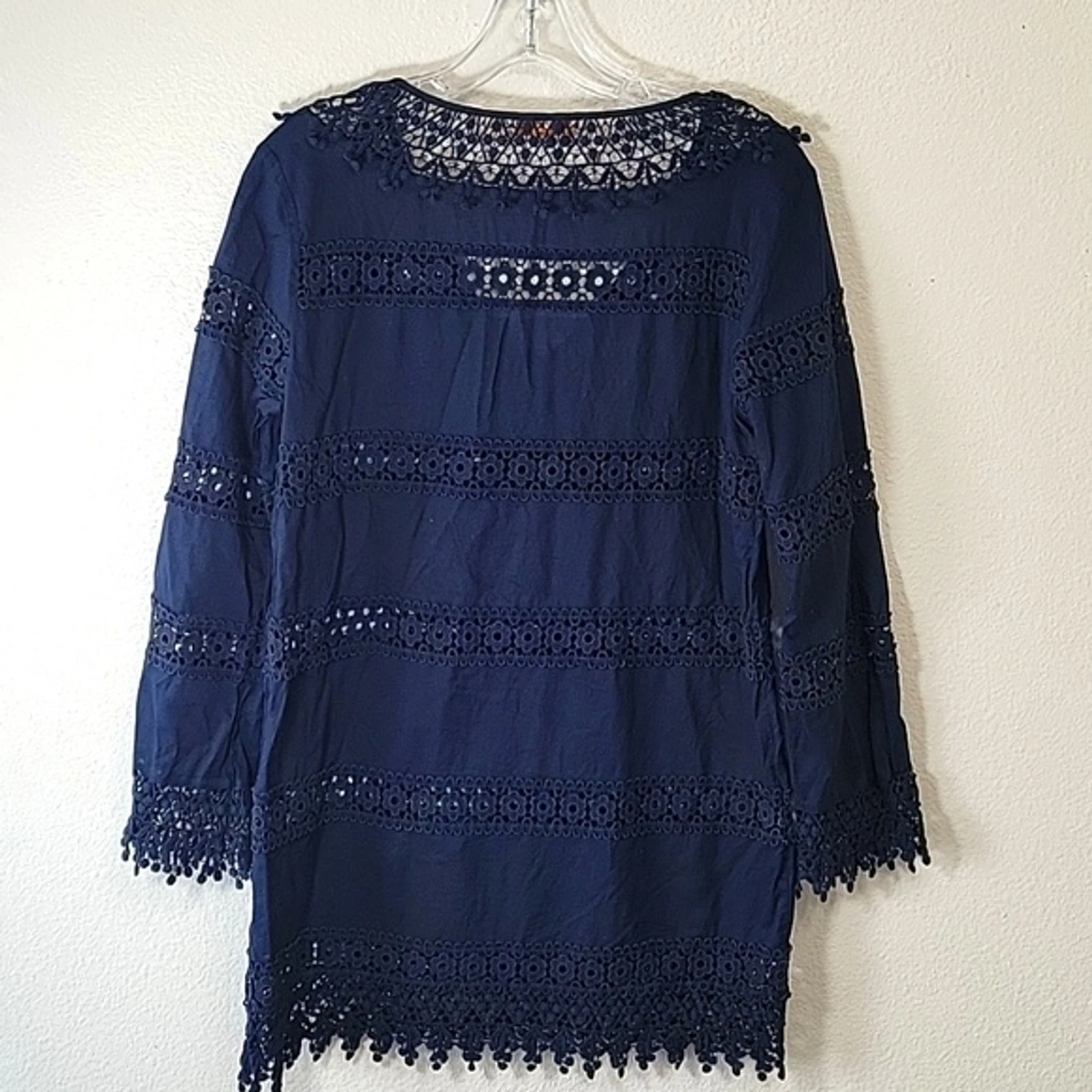 Tory Burch semi velato uncinetto blu navy copricostume mini abito donna taglia XS TP