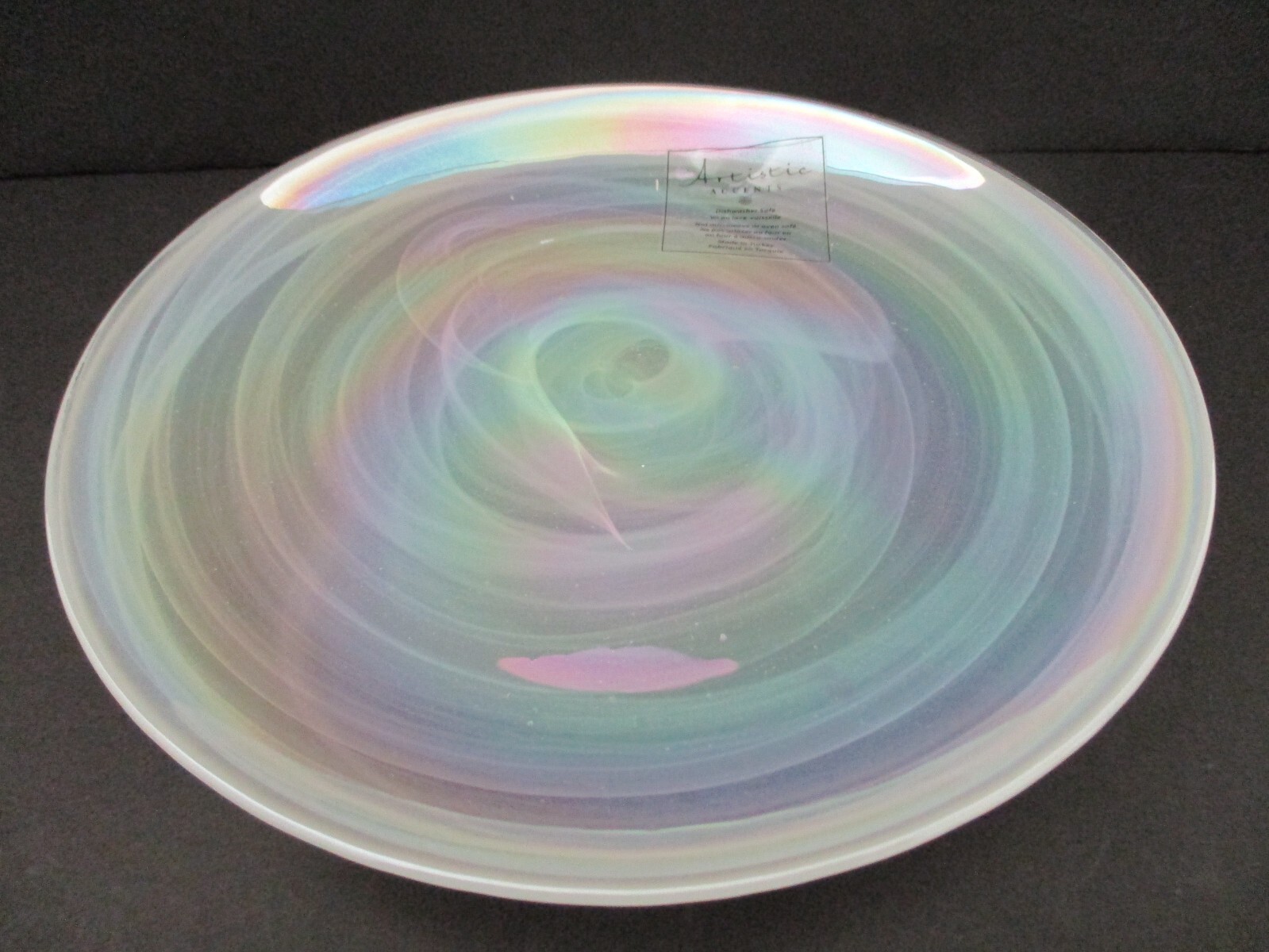 Artistic Accents White Iridescent Swirl Glass Accent Plates Set of 6