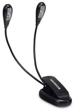 Doppel Notenpultleuchte Buchlampe Leselampe 4 LED Leuchte Klemm Batterieleuchte