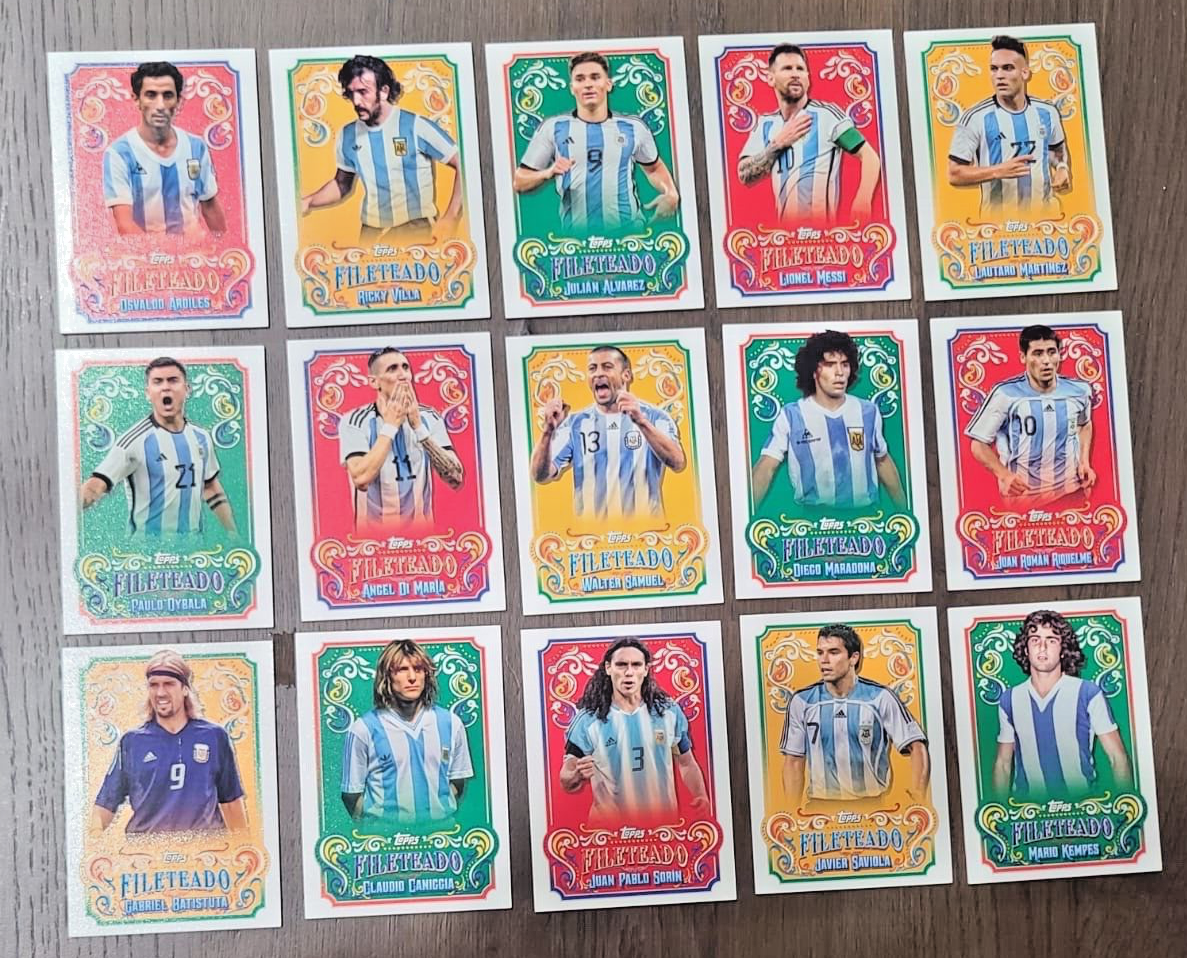 2023 Topps Argentina FILETEADO Full Set 15 Card Lot Messi Maradona