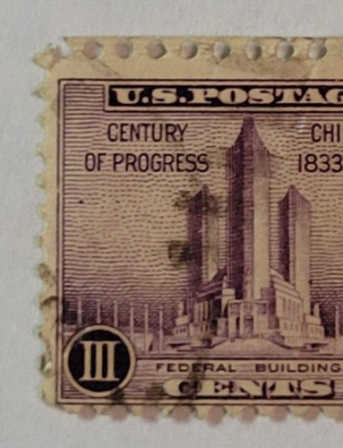 U.S. Postage Stamp ~Century of Progress Chicago (1833-1933) ~3¢ Purple Stamp -02 - Picture 2 of 6