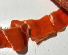 Hand Dyed Deep Orange Silk Velvet Ribbon  4 Widths to choose from 