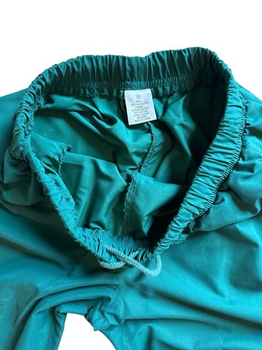 Vintage Windbreaker Pants M Blue GreenDrawstring Pocket Zip Ankle 90s* - Picture 6 of 8
