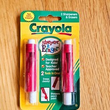 New Vintage Crayola Pencil Sharpener  Eraser 2-Pack NOS 1998