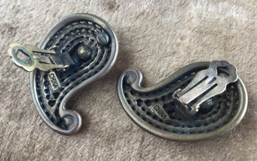 Beautiful Rare Early Heidi Daus Paisley Swarovski Clear & Smoky Crystal Earrings - Picture 5 of 6