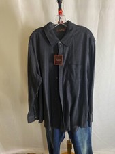 NWT Tasso Elba Gray Ctn Knit LONG SLEEVE SHIRT XL 17.5 x 35/36 Extra Large