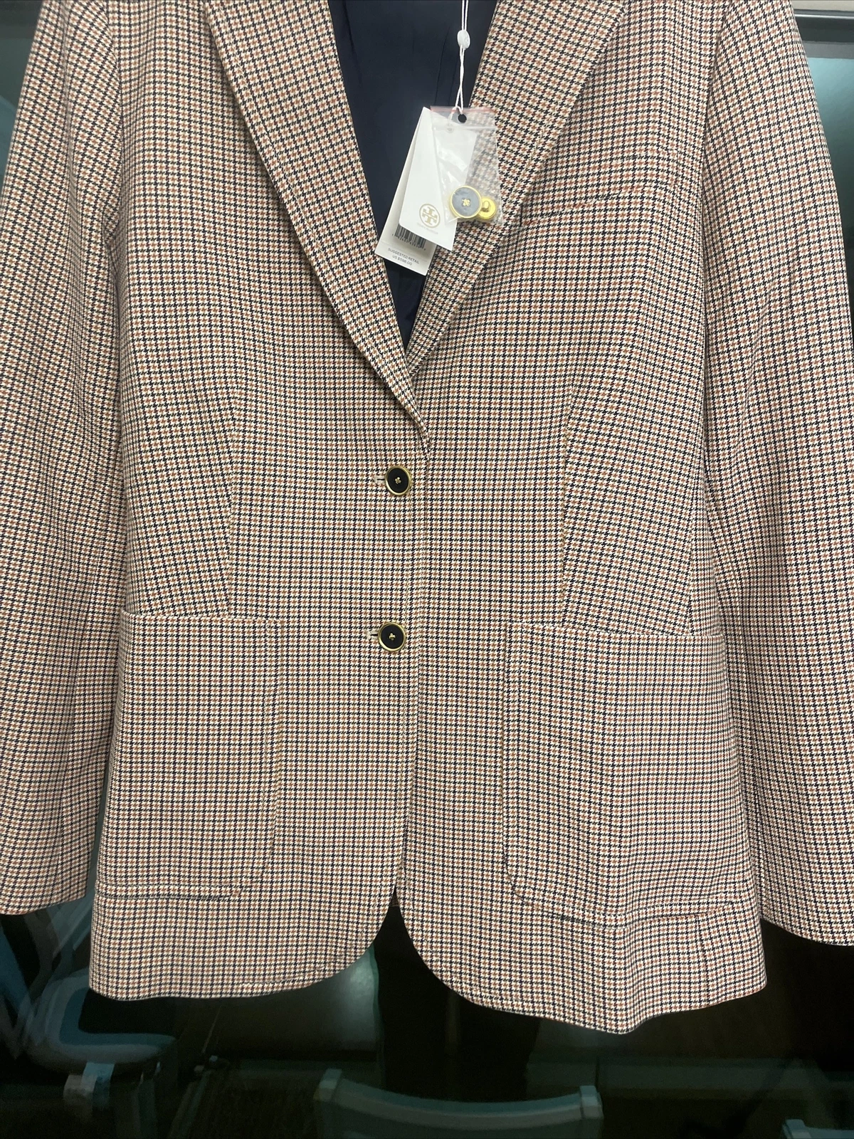 Finitura a quadretti in pelliccia sintetica Tory Burch nuova taglia 10 ? ? ?