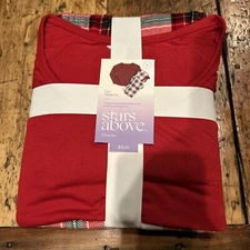 Stars Above Women’s Cream Tartan Cozy Pajama Set Size Medium New