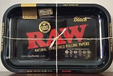 2- RAW CLASSIC BLACK AND GOLD SMALL ROLLING TRAY 11 X 7
