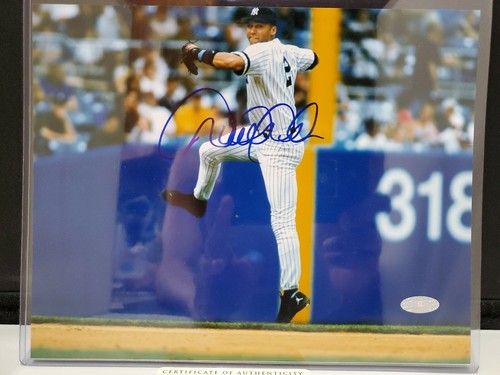 Derek Jeter Rare Autographed Signed in action 8 x10 Photo - Auth by Steiner
