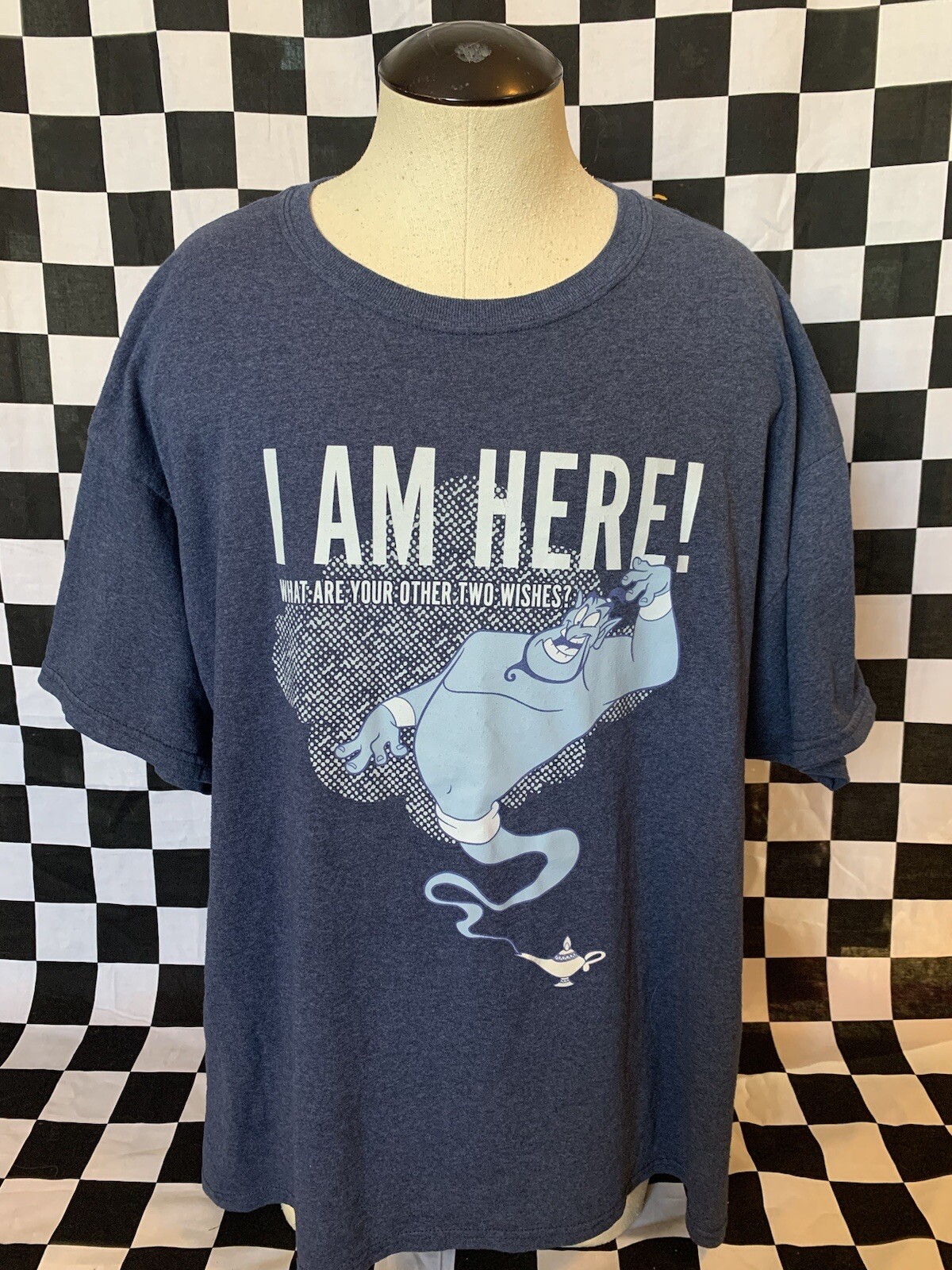 ALTRA Disney ALADDIN T shirt maglietta BLU GENIO lampada magica sono qui altri due desideri XL