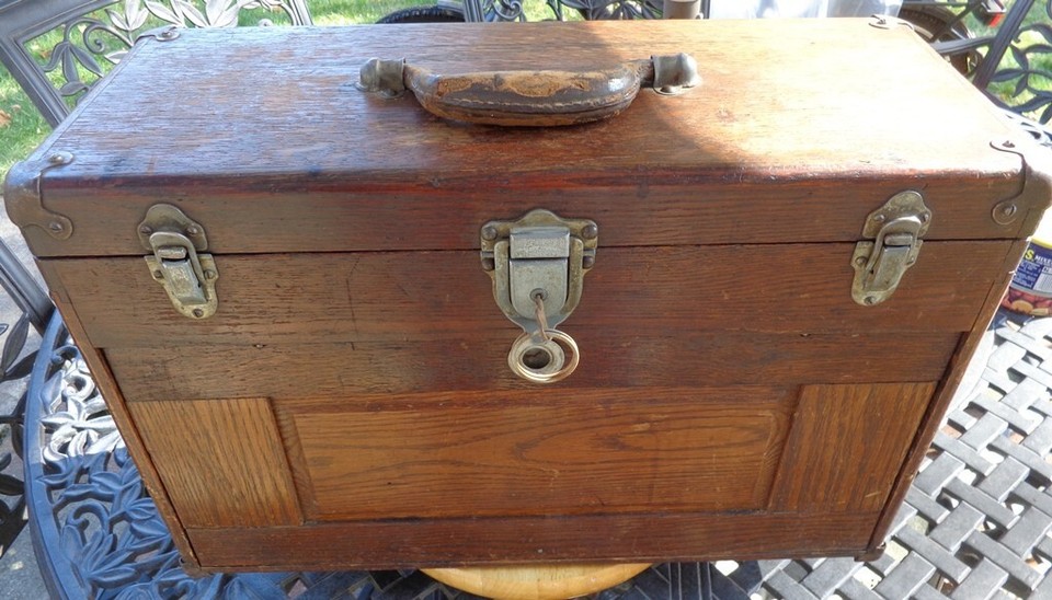 Vintage UTILCO Cash Box-union Steel Chest Corp Le ROY New York RARE Box With Slide Lock Not Push No Keys