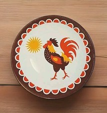 Set Of 5   Vtg ROOSTER COLLECTIBLE TIN PLATES Tin Toy Litho Doll COUNTRY DECOR 