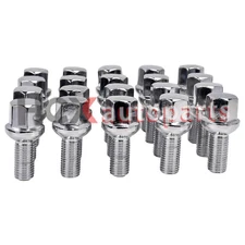 20PC Chrome 12x1.5 Ball Seat Wheel Lug Bolt 45mm Overall for Mercedes-Benz SL500