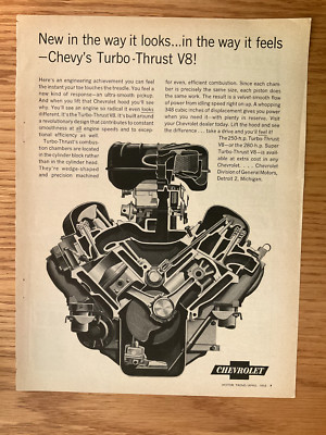 CHEV64 VINTAGE Original 1958 Chevrolet Turbo Thrust V8 Advertisement