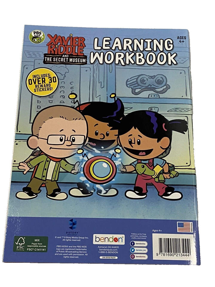 Xavier Riddle Stickers PBS xavier riddle & secret museum learning work book ages 4+ has ...