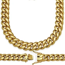 Cuban Miami Link ANTI-TARNISH 18K Gold Plated Stainless Steel 18mm 30" Chain