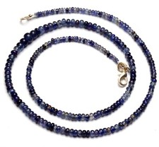 Natural Blue Sapphire Gemstone 3 to 6 mm Size Smooth Rondelle Beads 20" Necklace