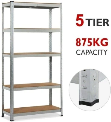 Heavy Duty 5 Tier Garage Racking Shelving Unit Boltless Metal Shelf Shed Storage