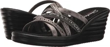 Skechers Sandals Women Rumblers Wave New Lassie Memory Foam Pewter 31777 Size 7