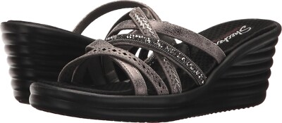Skechers Sandals Women Rumblers Wave New Lassie Pewter 31777 Size 9 WIDE