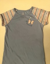 Wonder Nation Butterfly Nightgown Girls Blue Stripes Nightshirt Size S-6/6X