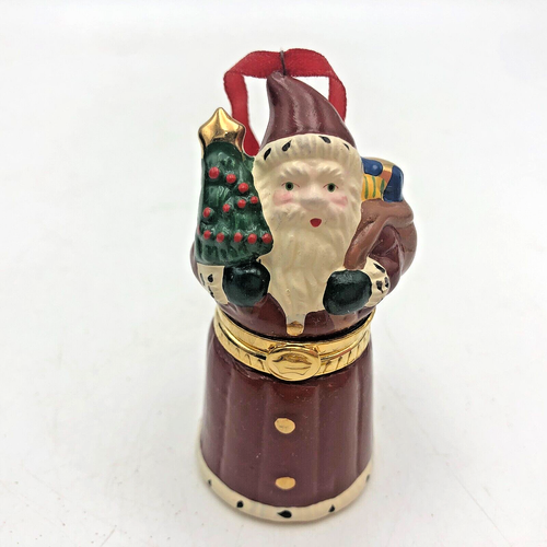 Hallmark 1998 Santa's Hidden Surprise hinged treasure box Christmas Ornament
