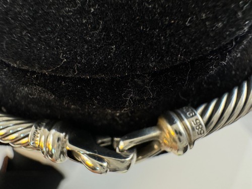 David Yurman 925 Silver & Pearl Station Cable Choker Necklace W/ 14k Gold Accent - Picture 6 of 10