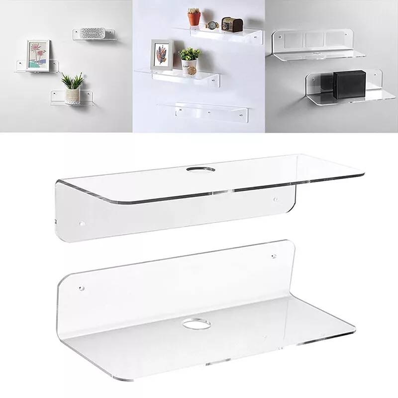 Clear Floating Shelves Wall Shelf Storage Rack Bathroom Mounted Shelves  Acrylic