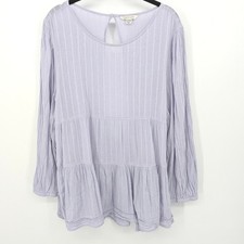 American Eagle Tunic Top Tiered Babydoll Womens XL Purple Open Back Long Sleeve