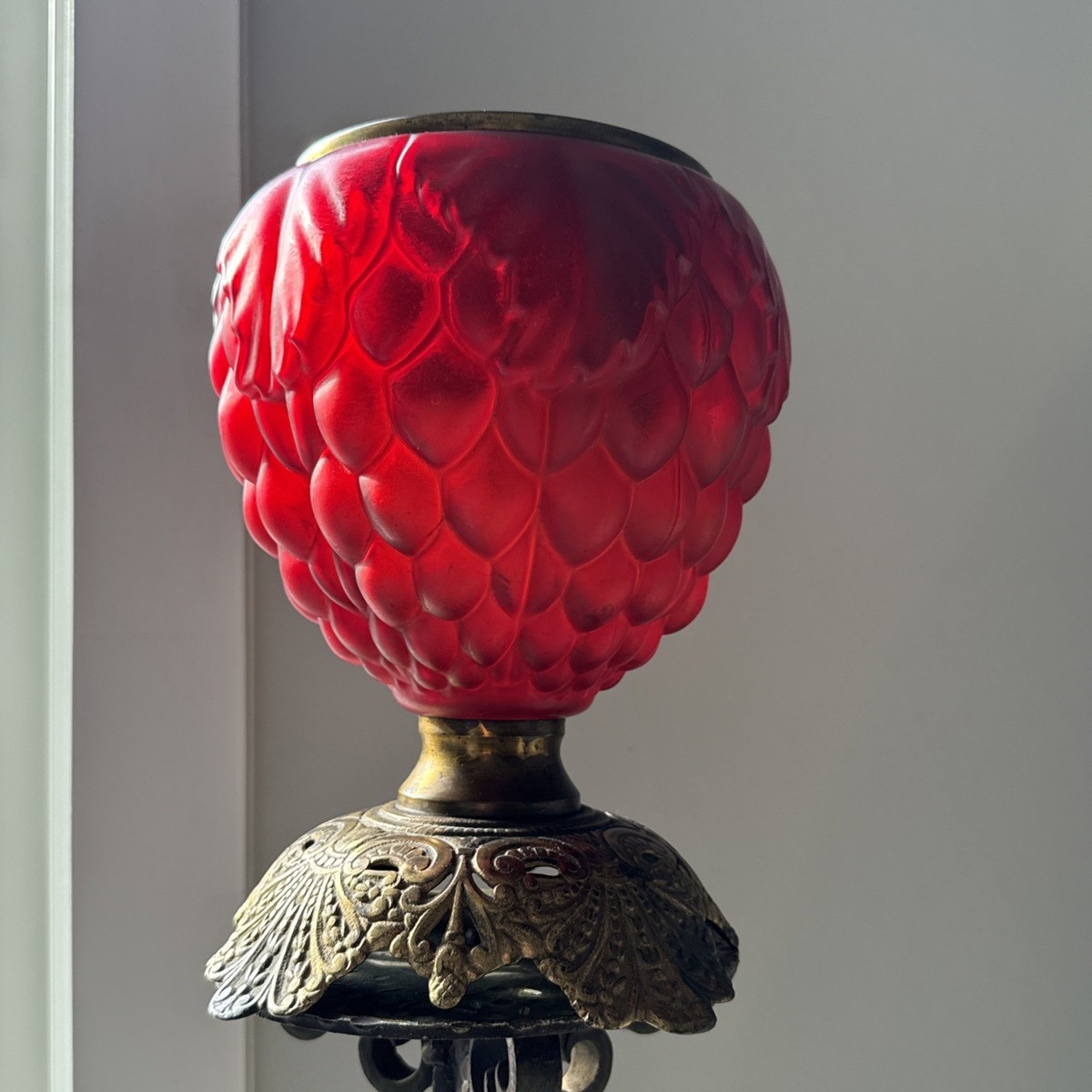 Antique Banquet GWTW Pittsburgh SUCCESS Red Satin Glass Artichoke